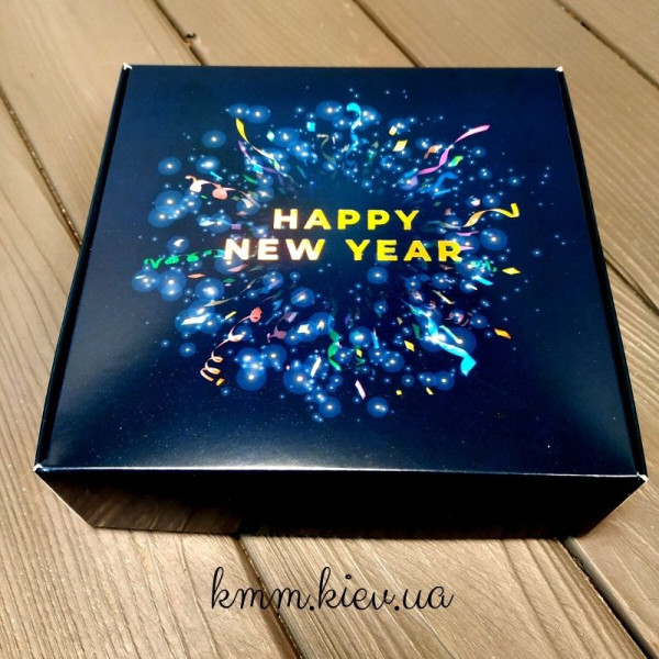 Коробка Happy New Year з голограмою 150х150х50мм