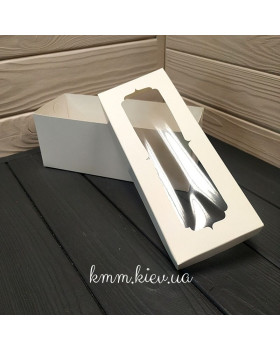 Коробка Белая с фигурным окном 230х90х90мм