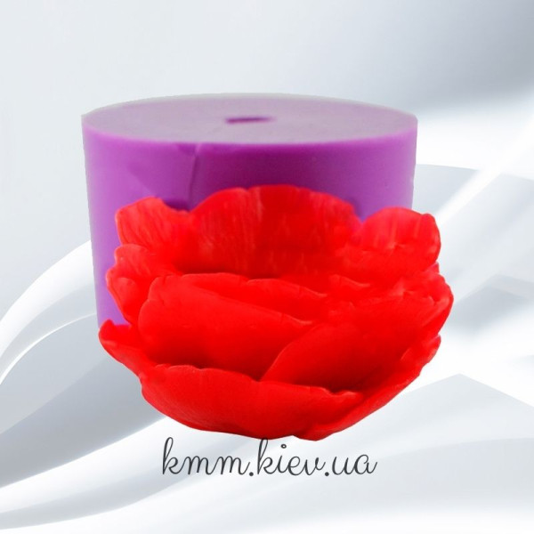Силиконовая форма люкс Мак раскрытый пышный 3D