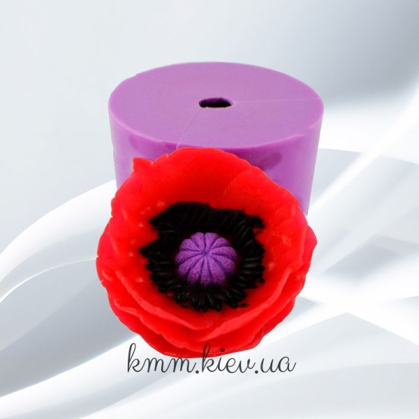 Силиконовая форма люкс Мак раскрытый пышный 3D
