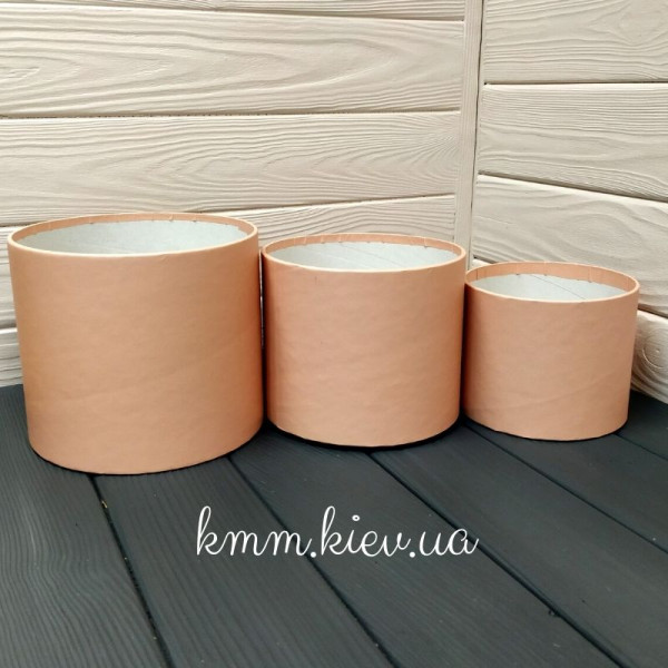 Коробка кругла капелюшна Персик розміри в асортименті - 12 см / 10 см