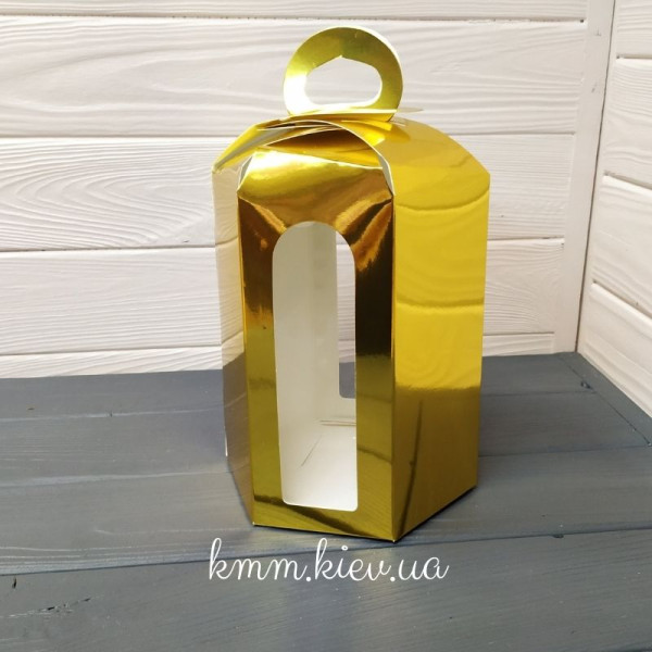 Коробка Пасха Золотая шестигранник