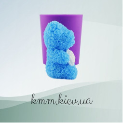Силиконовая форма люкс 3D Мишка в розочках с жемчужным сердечком-foto3