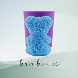Силиконовая форма люкс 3D Мишка в розочках с жемчужным сердечком-foto2