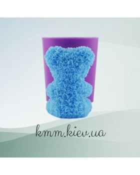 Силіконова форма люкс 3D Ведмедик у трояндочках з перлинним серцем-foto2