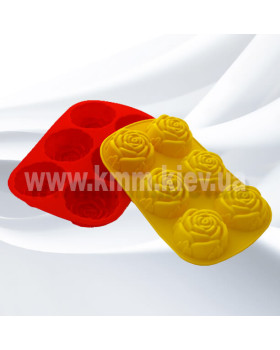 Силіконова форма Троянда з листом (1 форма, планшет 6 шт.) - Одна форма