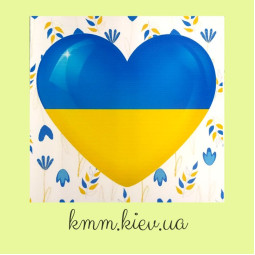 Наклейка квадратная Украина сердце 70ммХ70мм (1шт)