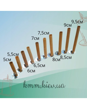 Гніт дерев'яний круглий (D 8-9мм) з тримачем, розмір в асортименті - 5см
