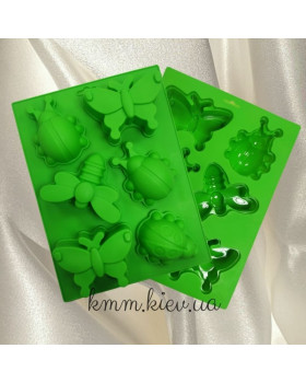 Силіконова форма планшет Комахи великі (1 форма, планшет 6 шт.) - сонечко