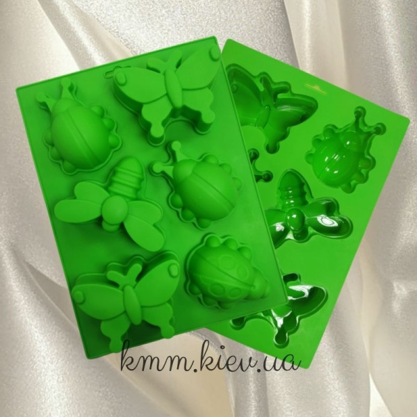 Силіконова форма планшет Комахи великі (1 форма, планшет 6 шт.) - сонечко