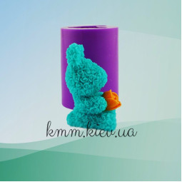 Силиконовая форма люкс 3D Зайка в розочках с цветком-foto2