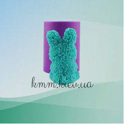 Силиконовая форма люкс 3D Зайка в розочках с цветком-foto3