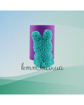 Силіконова форма люкс 3D Зайчик у трояндочках з квіткою-foto3