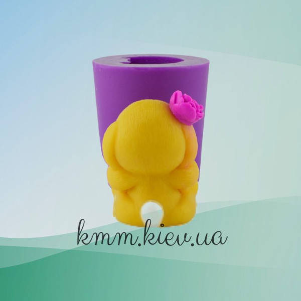 Силиконовая форма люкс 3D Зайка с цветком
