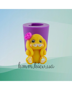 Силиконовая форма люкс 3D Зайка с цветком
