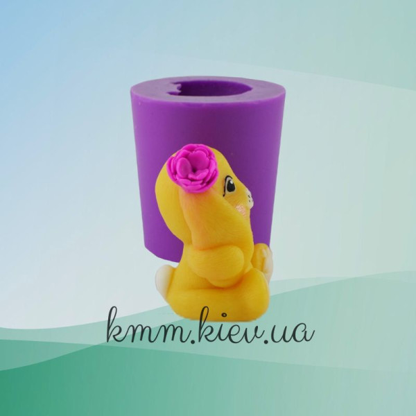 Силиконовая форма люкс 3D Зайка с цветком