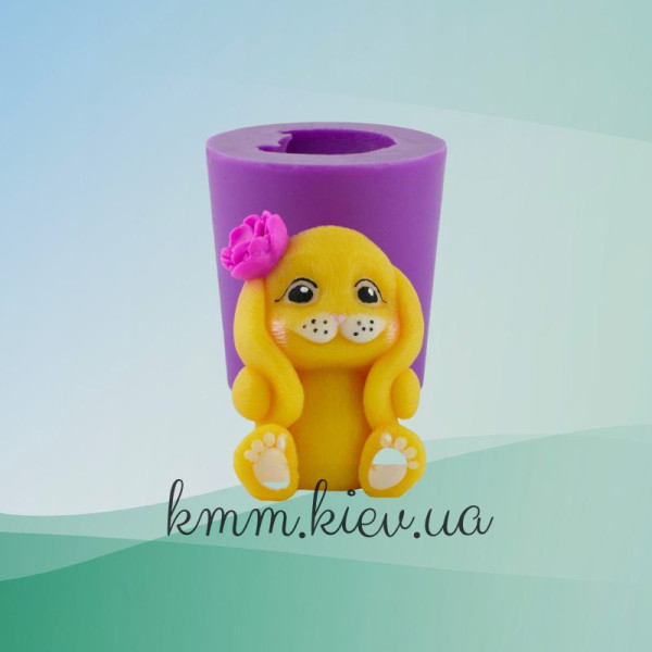 Силиконовая форма люкс 3D Зайка с цветком