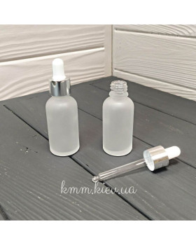 Флакон скляний Сідней матовий з алюмінієвою піпеткою 30мл