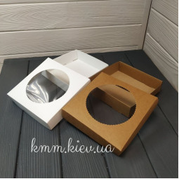 Коробка із зубчастим вікном колір в асортименті 150х150х35мм - Крафт-foto2