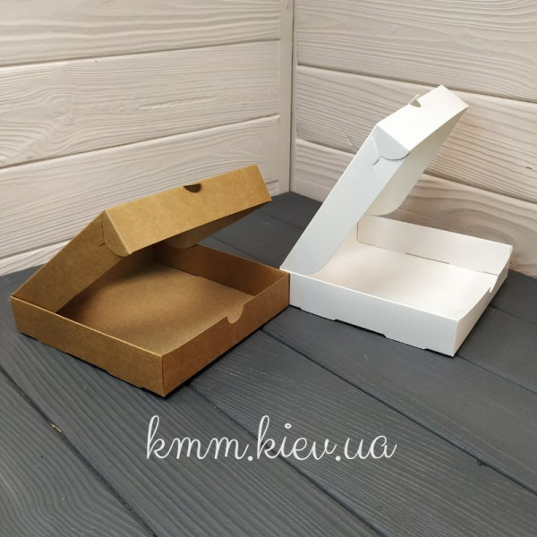Коробка з фігурним вікном 2 (біла, крафт) 150х150х30мм - Крафт