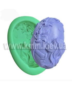 Силіконова форма люкс Дівчина з квіткою в овалі