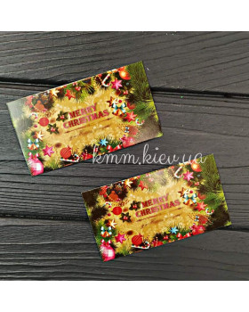 Листівка бирка Merry Christmas and Happy New Year (З Різдвом та Новим Роком) 90ммх50мм (5шт)