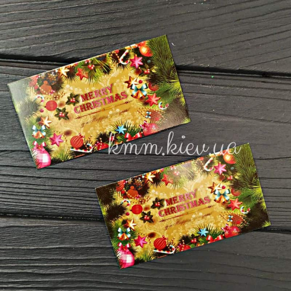 Листівка бирка Merry Christmas and Happy New Year (З Різдвом та Новим Роком) 90ммх50мм (5шт)