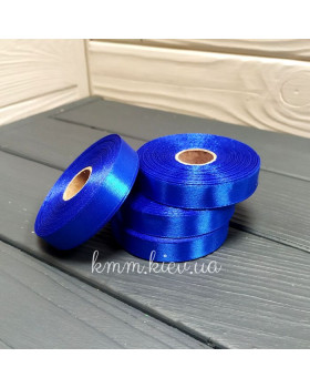 Стрічка атласна Синя Електрик 1,2см (1м, рулон 23м). - 1 м