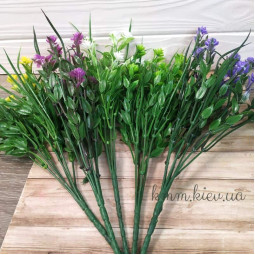 Трояндочка з самшитом і осокою декоративний колір в асортименті - Жовтий, гілка-foto3