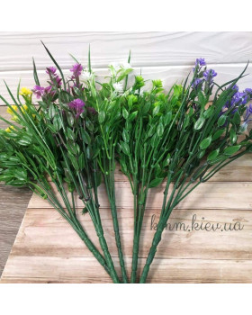 Трояндочка з самшитом і осокою декоративний колір в асортименті - Жовтий, гілка-foto3