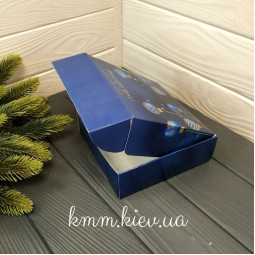 Коробка Happy New Year с шарами и золотым тиснением 150х150х50мм (Счастливого Нового года)-foto2