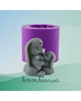 Силіконова форма люкс 3D Зайчик-мама та Зайчик-малюк