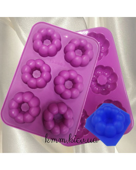 Силіконова форма планшет Кекс квітка (1 форма, планшет 6шт.) - 1 шт