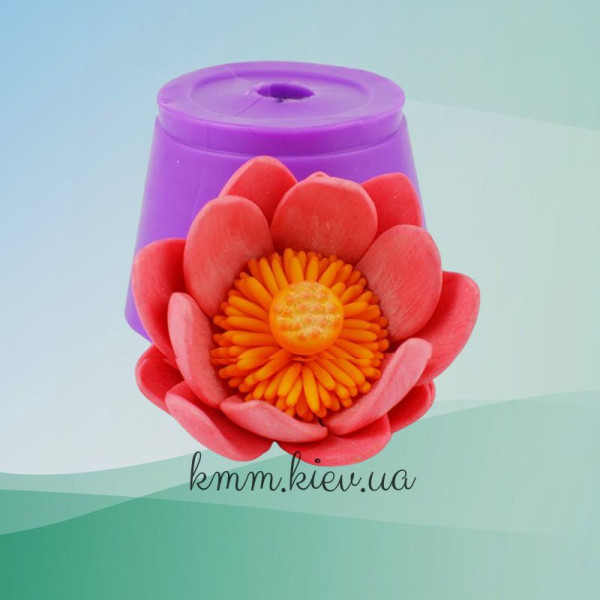 Силиконовая форма люкс Лотос розовый раскрытый 3D