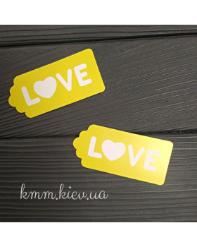 Бірка Листівка LOVE жовта 90х50мм 5 шт.