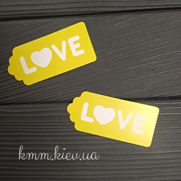 Бірка Листівка LOVE жовта 90х50мм 5 шт.