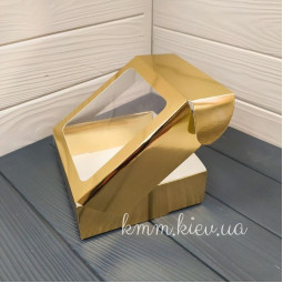 Коробка Золотая с окном 150х150х50мм-foto2