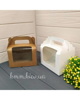 Коробка бонбоньерка с прозрачным окном 160х110х110мм - Крафт