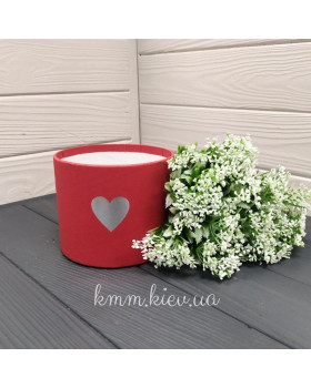 Капелюшна коробка Червона з серцем S 120ммх100мм