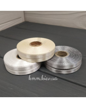 Стрічка атласна 6мм Білий, Сірий, Айворі 23м рулон - Айворі