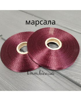 Стрічка атласна 6мм Червоний, Марсала, Коричневий, Бузковий 23м рулон - Червоний-foto4