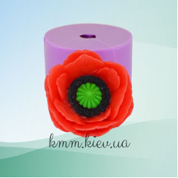 Силиконовая форма люкс Мак раскрытый малый 3D-foto3