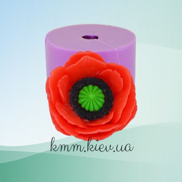 Силіконова форма люкс Мак розкритий малий 3D