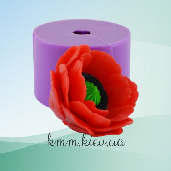 Силіконова форма люкс Мак розкритий малий 3D
