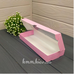 Коробка с фигурным окном Розовая в горошек 220х90х30мм-foto2