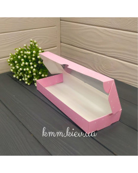 Коробка з фігурним вікном Рожева в горошок 220х90х30мм-foto2