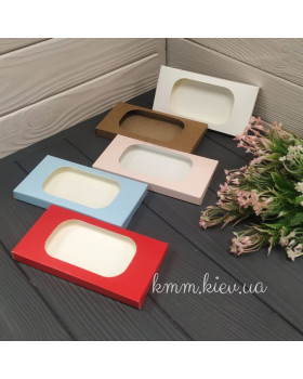 Коробка для плитки шоколаду з овальним вікном 160х80х15мм - Крафт