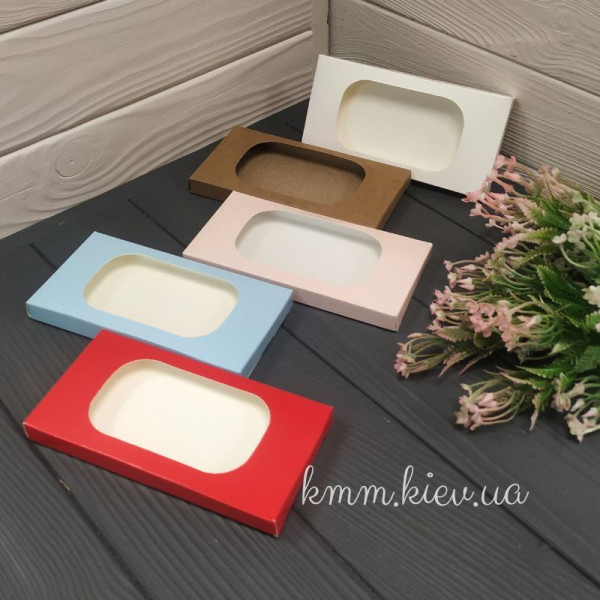 Коробка для плитки шоколаду з овальним вікном 160х80х15мм - Крафт