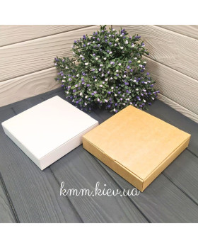 Коробка під цукерки з ложементом на 9 осередків 153х153х30мм (біла, крафт) - Крафт-foto2