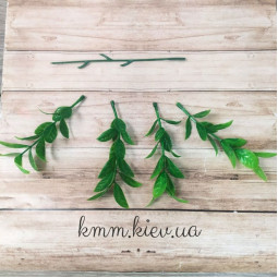 Глянцевий фактурний Яскраво-зелений декоративний лист (букет, гілка) - гілка-foto2